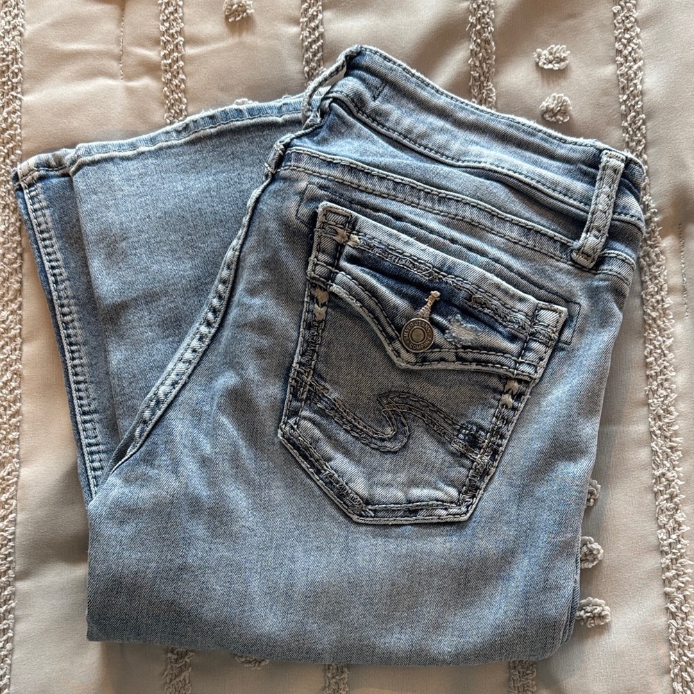 Silver Denim Jeans Slim Boot Cut